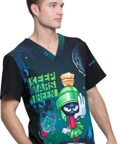 Cherokee Clearance Men's V-Neck Keep Mars Green Print Scrub Top 5 Cherokee Clearance Men's V-Neck Keep Mars Green Print Scrub Top -Silverts-shop 4 ck tf708 printclearance 650 1
