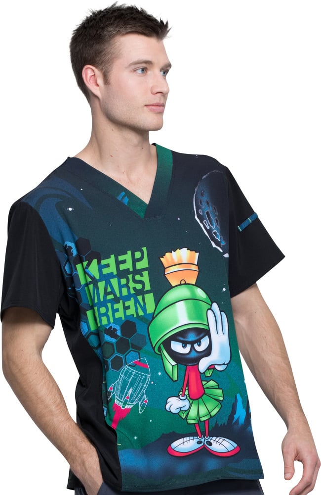 Clearance Men's V-Neck Keep Mars Green Print Scrub Top Cherokee Clearance Men's V-Neck Keep Mars Green Print Scrub Top -Silverts-shop 4 ck tf708 printclearance 650 1
