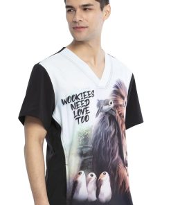 Cherokee Clearance Men's Chewie Print Scrub Top -Silverts-shop 4 ck tf708 printclearance 650