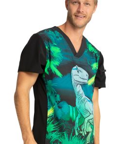 Cherokee Clearance Men's Jungle Nights Print Scrub Top -Silverts-shop 4 ck tf708 printclearance 650 3