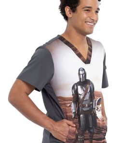 Cherokee Clearance Men's Mandalorian Print Scrub Top -Silverts-shop 4 ck tf708 printclearance 650 4