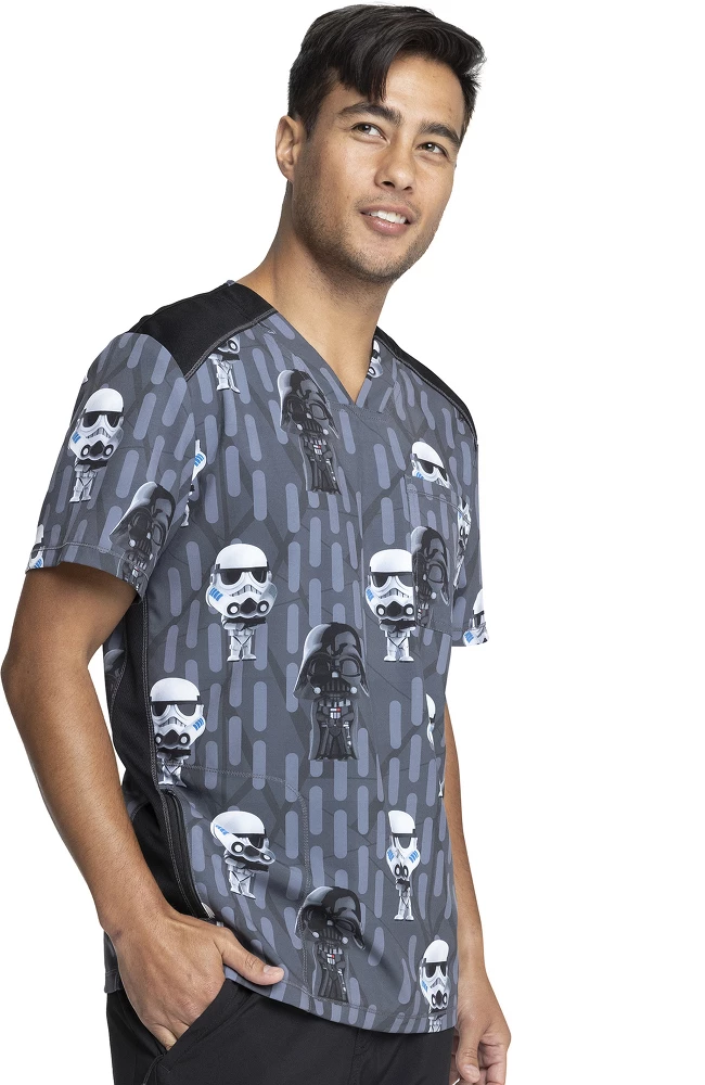 Cherokee Clearance Men's Chibi Empire Print Scrub Top - Image 4