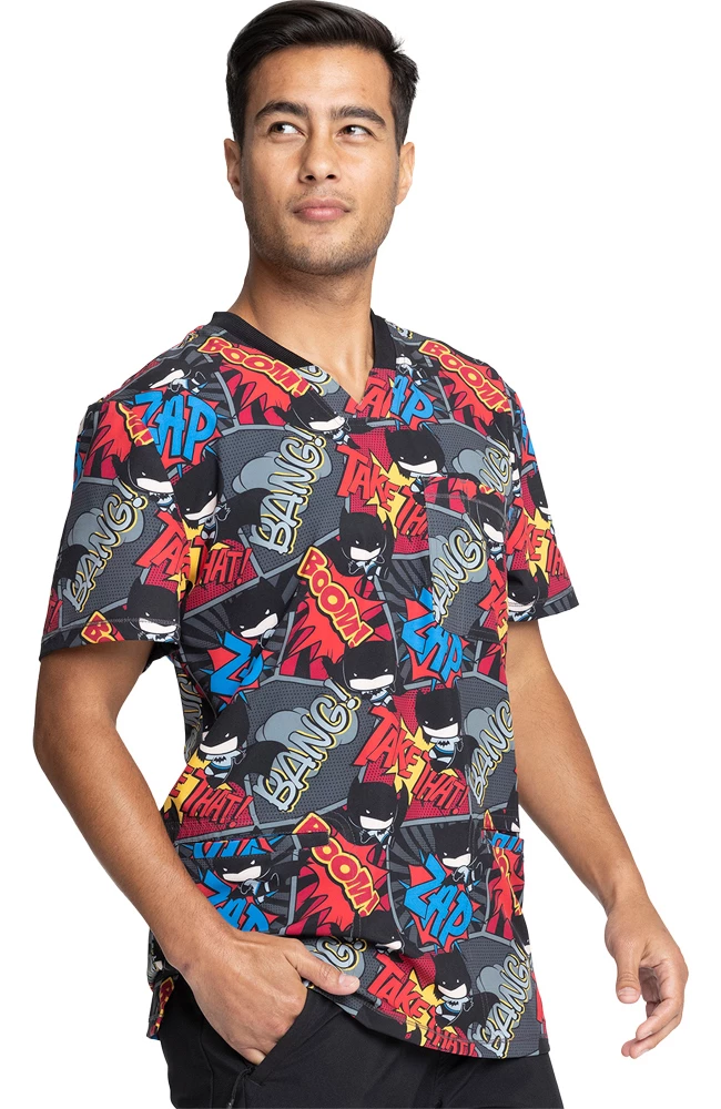 Cherokee Clearance Men's Zap Print Scrub Top - Image 4