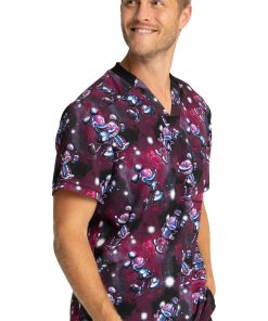Cherokee Clearance Men's Metallic Mickey Print Scrub Top -Silverts-shop 4 ck tf730 printclearance 650