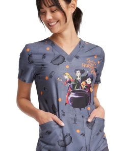 Cherokee Women's Hocus Pocus Print Scrub Top -Silverts-shop 4 ck tf736 print 650 1