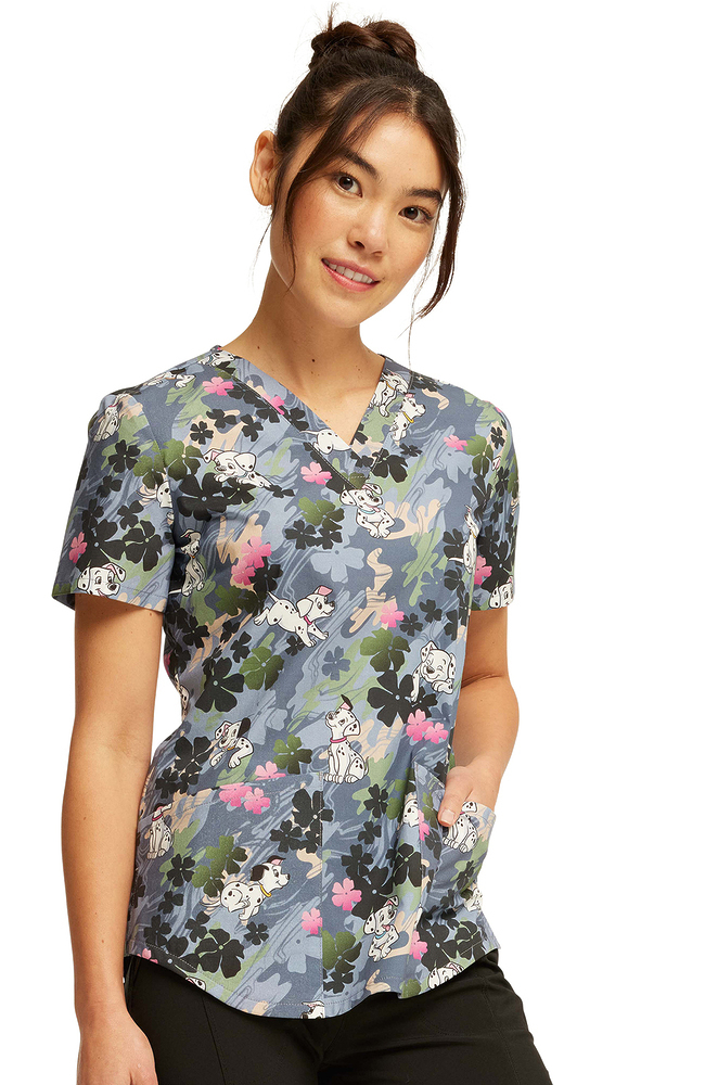 Women's Plain Sight Puppies Print Scrub Top Cherokee Women's Plain Sight Puppies Print Scrub Top -Silverts-shop 4 ck tf736 print 650
