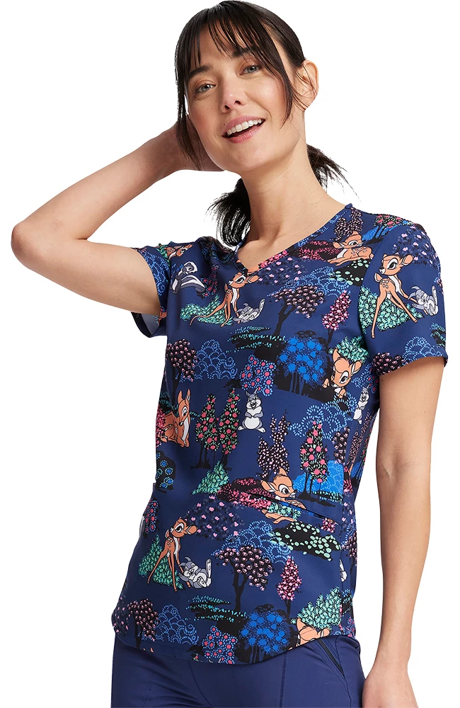 Cherokee Women's Meadow Frolic Print Scrub Top - Image 4