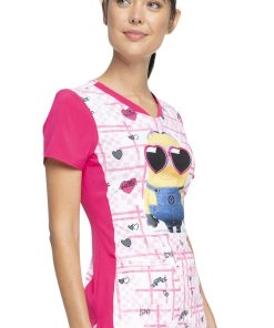 Cherokee Clearance Women's Smitten Minion Print Scrub Top -Silverts-shop 4 ck tf757 printclearance 650