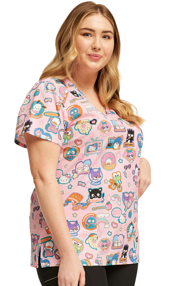 Women's Supercute Stickers Print Scrub Top Cherokee Women's Supercute Stickers Print Scrub Top -Silverts-shop 4 ck tf776 print 650 1