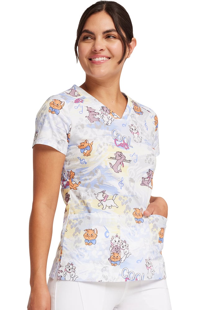 Women's Hip Cats Print Scrub Top Cherokee Women's Hip Cats Print Scrub Top -Silverts-shop 4 ck tf776 print 650