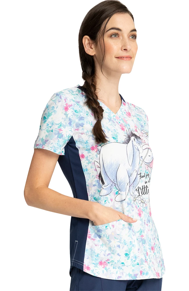 Cherokee Clearance Women's Find Joy Print Scrub Top - Image 4