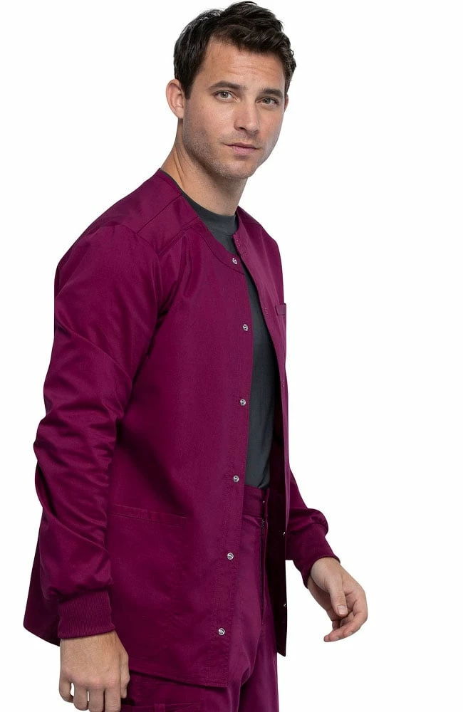 Cherokee Workwear Clearance Men's Snap Front Solid Scrub Jacket - Image 4