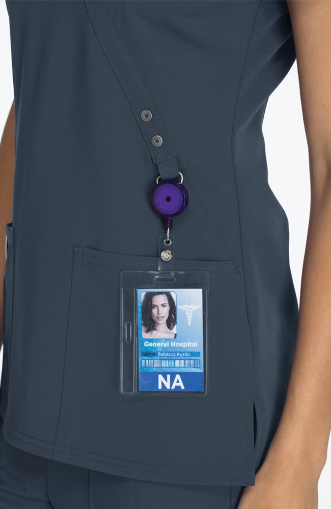 Dickies Clearance Women's Mock Wrap Solid Scrub Top - Image 4