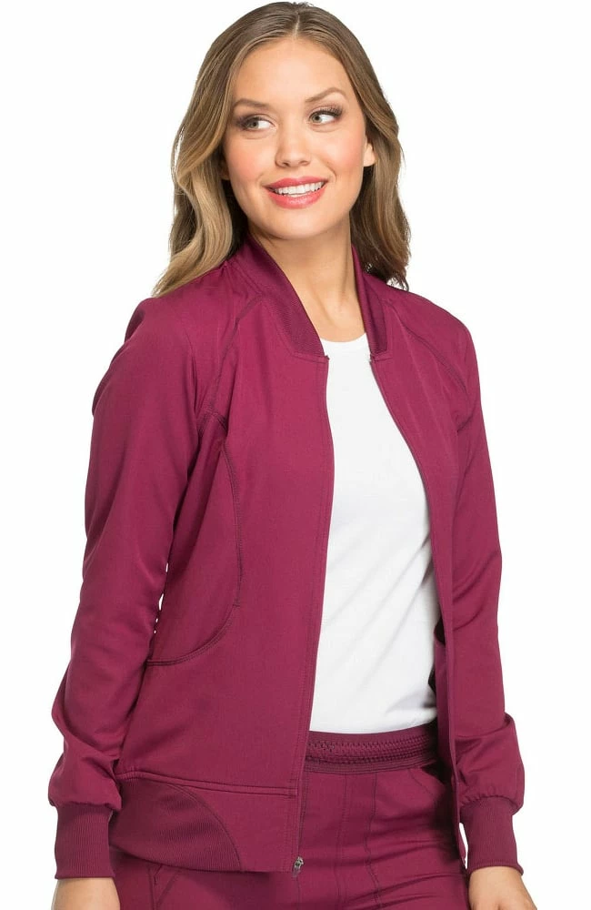 Dickies Clearance Women's Zip Front Warm-Up Solid Scrub Jacket - Image 4