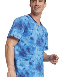 Dickies Men's Tonal Tie Dye Navy Print Scrub Top 5 Dickies Men's Tonal Tie Dye Navy Print Scrub Top -Silverts-shop 4 di dk607 print 650