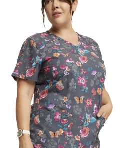 Dickies Women's Butterflies Abloom Print Scrub Top 5 Dickies Women's Butterflies Abloom Print Scrub Top -Silverts-shop 4 di dk616 print 650 1