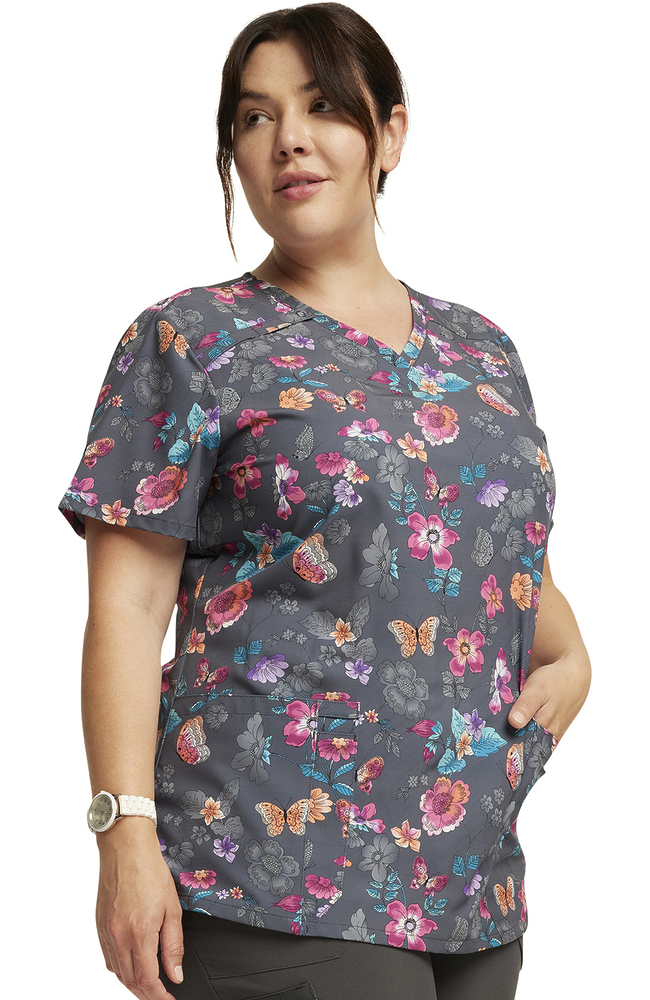 Women's Butterflies Abloom Print Scrub Top Dickies Women's Butterflies Abloom Print Scrub Top -Silverts-shop 4 di dk616 print 650 1