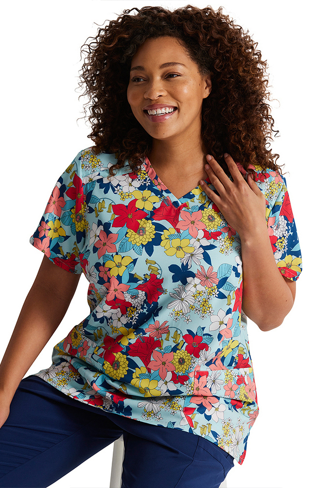 Dickies Women's Blooms So Retro Print Scrub Top 6 Dickies Women's Blooms So Retro Print Scrub Top - Image 4