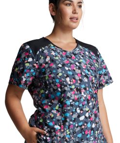 Dickies Clearance Women's Confetti Pop Print Scrub Top -Silverts-shop 4 di dk622 printclearance 650
