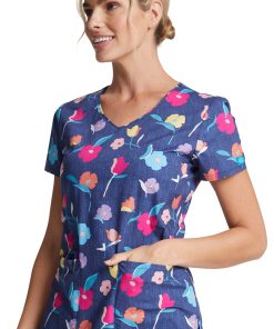 Dickies Clearance Women's Denim Garden Print Scrub Top -Silverts-shop 4 di dk700 printclearance 650