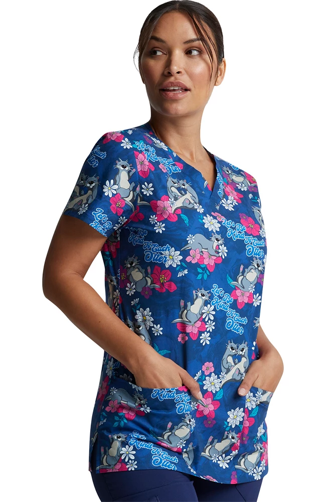 Dickies Clearance Women's Be Kind To Each Otter Print Scrub Top - Image 4