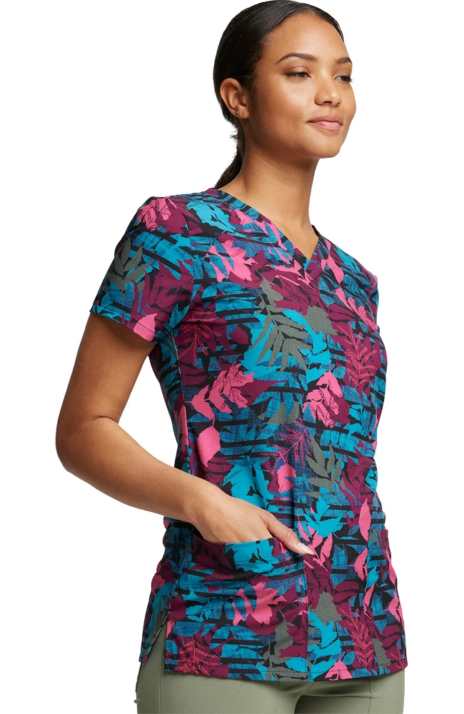 Dickies Women's V-Neck Falling Foliage Print Scrub Top - Image 4