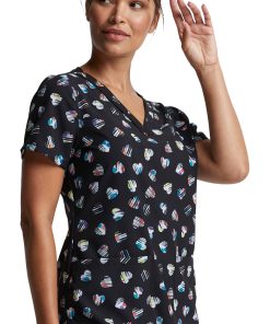 Dickies Clearance Women's Love U Dots Print Scrub Top -Silverts-shop 4 di dk718 printclearance 650