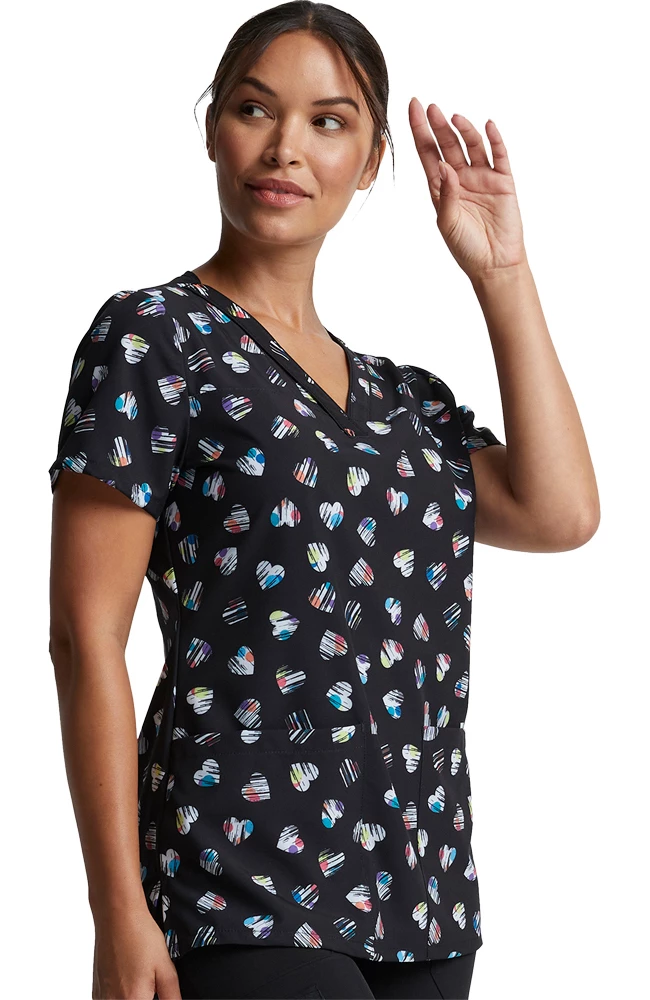 Dickies Clearance Women's Love U Dots Print Scrub Top - Image 4