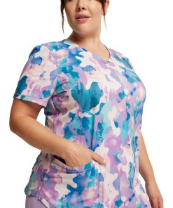 Dickies Women's Soft Camo-tion Print Scrub Top -Silverts-shop 4 di dk731 print 650 2