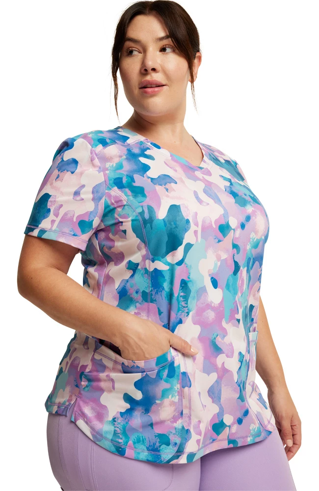 Dickies Women's Soft Camo-tion Print Scrub Top - Image 4