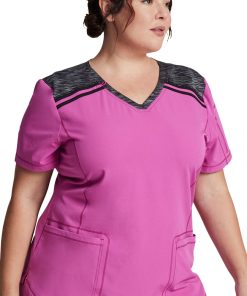 Dickies Women's V-Neck Solid Scrub Top -Silverts-shop 4 di dk740 650