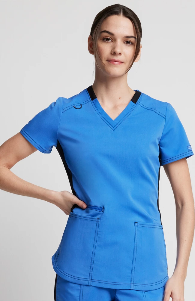 Dickies Clearance Women's Knitted Panel Solid Scrub Top - Image 4