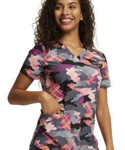 Dickies Women's Camo Plaid Print Scrub Top 5 Dickies Women's Camo Plaid Print Scrub Top -Silverts-shop 4 di dk876 print 650 1