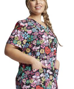 Dickies Women's V-Neck Love Hope Heal Print Scrub Top 5 Dickies Women's V-Neck Love Hope Heal Print Scrub Top -Silverts-shop 4 di dk876 print 650
