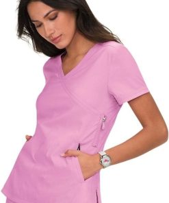 Koi Clearance Women's Philosophy Mock Wrap Side Zipper Solid Scrub Top -Silverts-shop 4 ko 316 clearance 650
