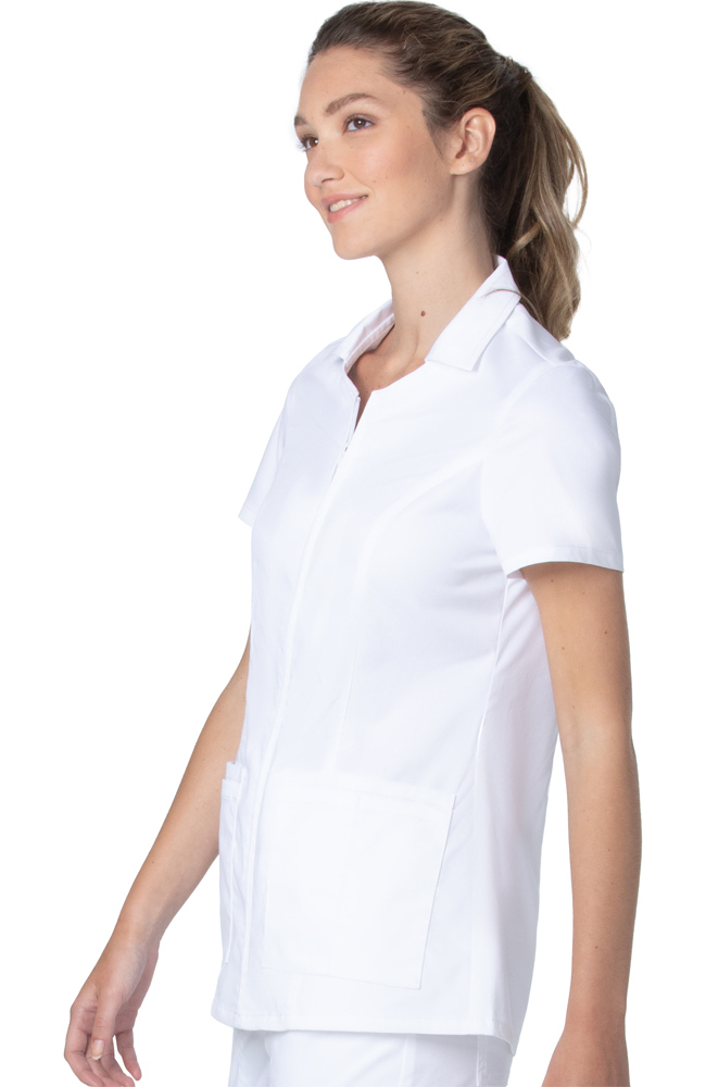 Women's Collared Zip Front Solid Scrub Top Landau Women's Collared Zip Front Solid Scrub Top -Silverts-shop 4 ln 4173prv 650