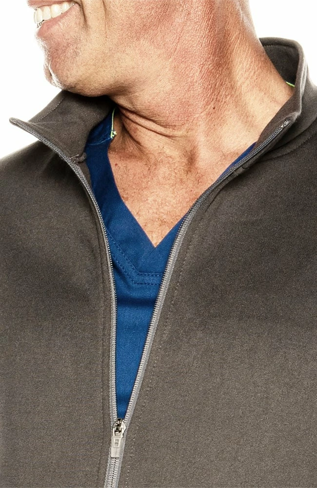 Urbane Men's Fleece Solid Scrub Jacket - Image 4