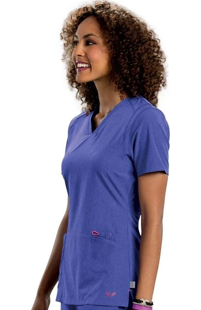 Smitten Clearance Women's V-Neck Solid Scrub Top - Image 4
