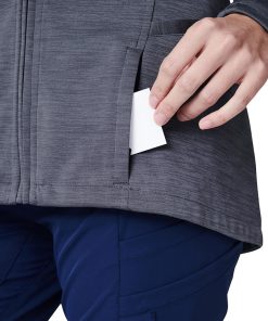 Medelita Women's Ionic Heathered Solid Scrub Jacket -Silverts-shop 4 md sj11709 650