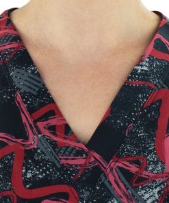 Maevn Uniforms Women's Abstract Wavy Print Scrub Top -Silverts-shop 4 mv 1767 print 650 2
