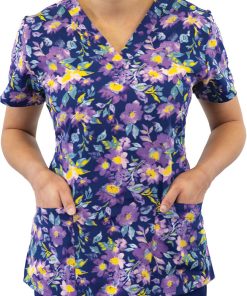 Maevn Uniforms Women's Nature's Calm Print Scrub Top -Silverts-shop 4 mv 1767 print 650 5