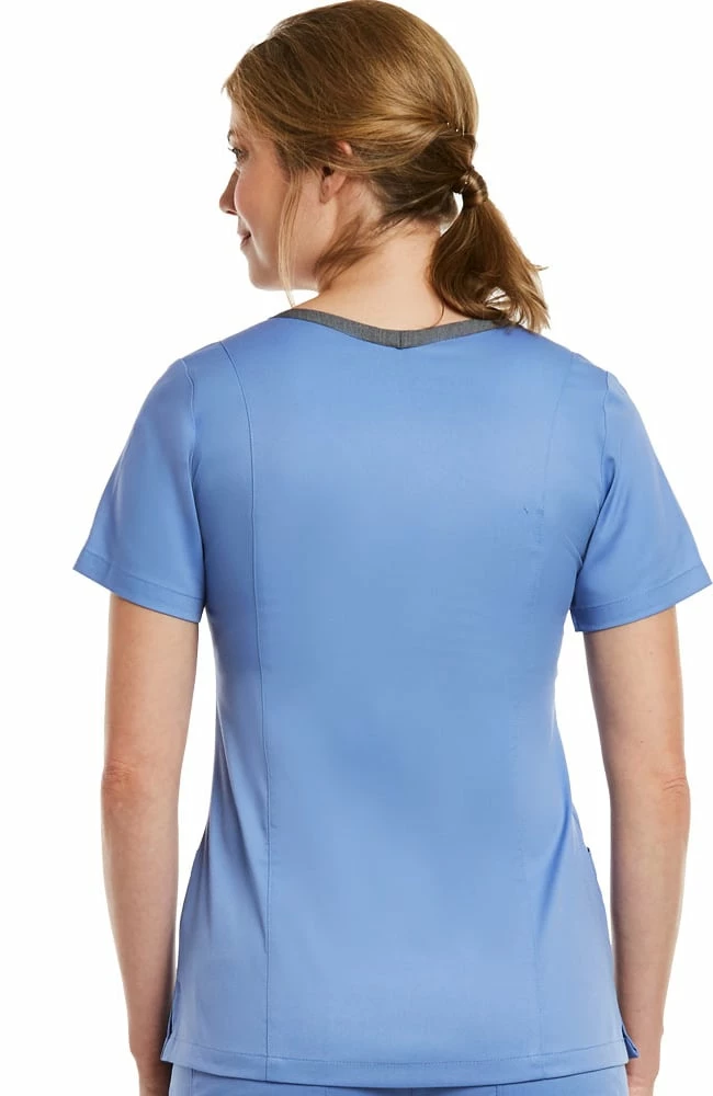Maevn Uniforms Women's Contrast Double V-Neck Solid Scrub Top - Image 4