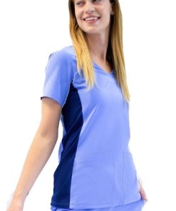 Maevn Uniforms Women's Knitted Mock Wrap Solid Scrub Top -Silverts-shop 4 mv 4520 650