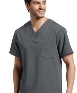 White Cross Men's V-Neck Chest Pocket Solid Scrub Top -Silverts-shop 4 wc 2206 650