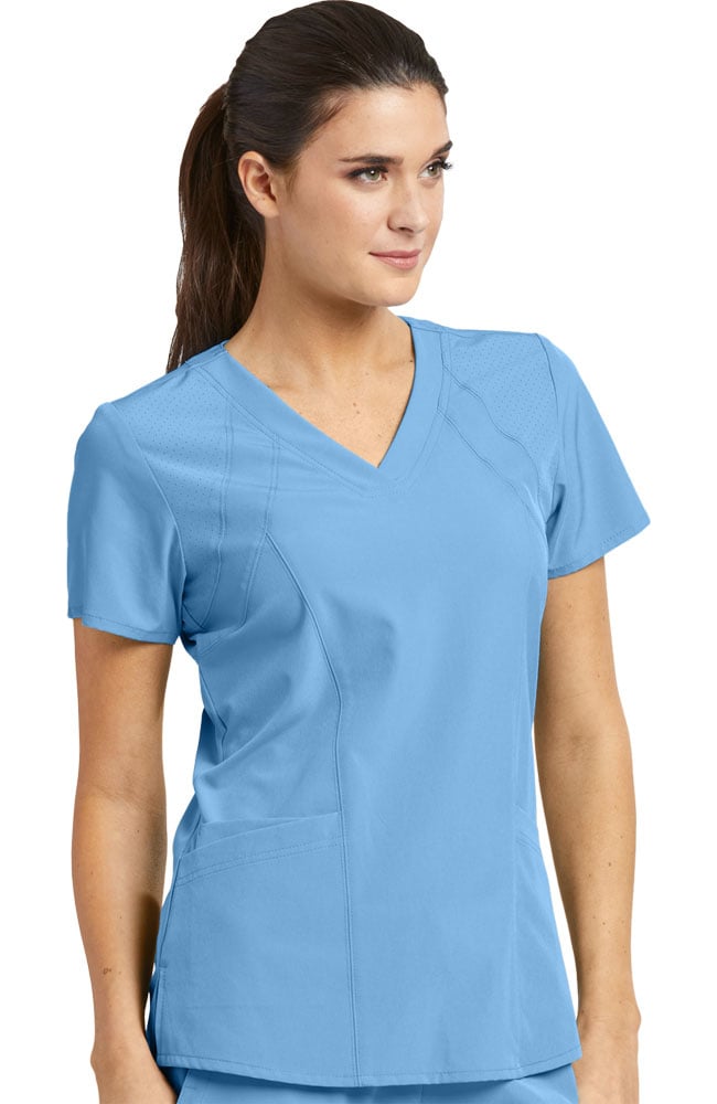 Barco One Women's Racer Solid Scrub Top & Flare Leg Knit Waist Cargo Scrub Pant Set 7 Barco One Women's Racer Solid Scrub Top & Flare Leg Knit Waist Cargo Scrub Pant Set - Image 5