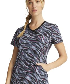 Cherokee Clearance Women's Mock Wrap Wild For Tie Dye Print Scrub Top -Silverts-shop 5 ck ck608 printclearance 650