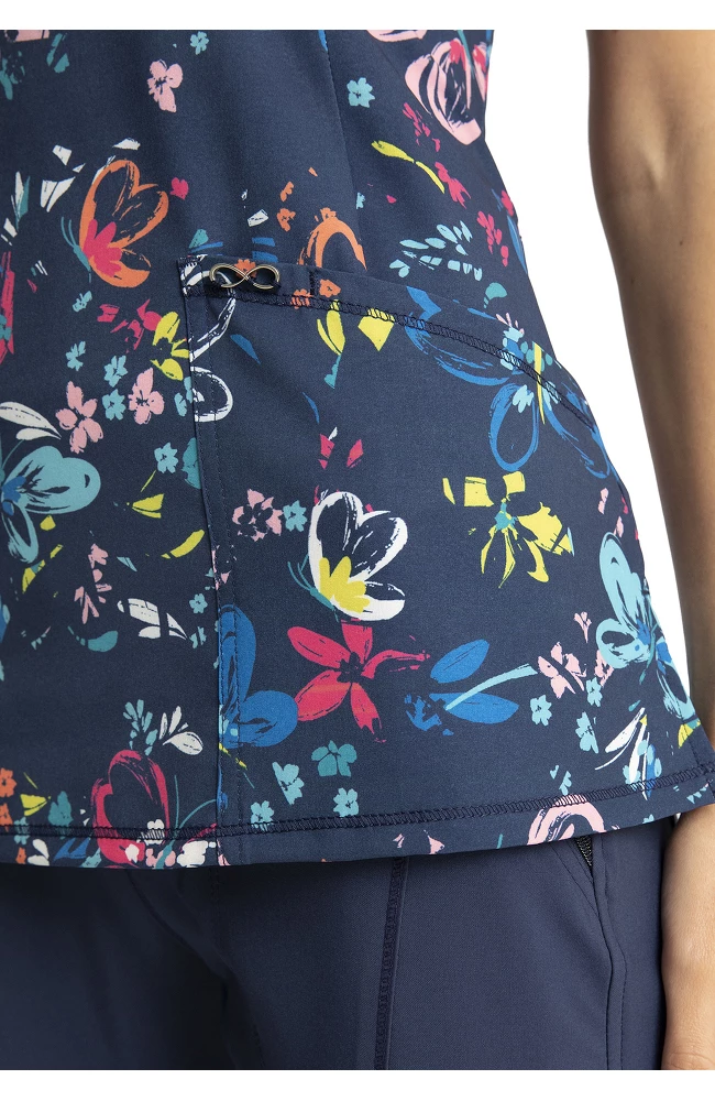 Cherokee Clearance Women's Flutter Floral Print Scrub Top - Image 5