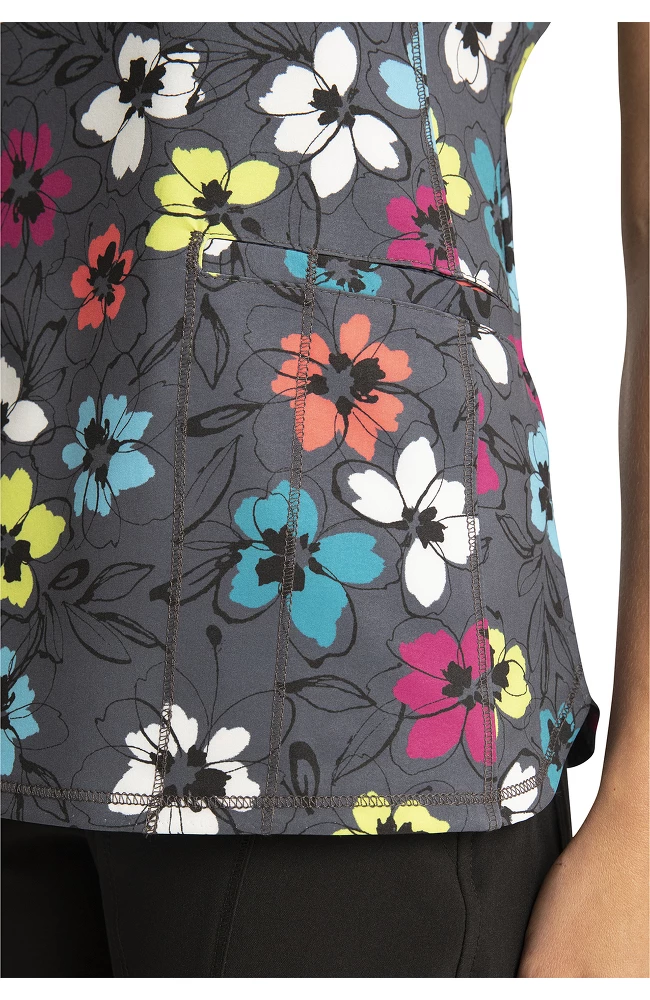 Cherokee Clearance Women's Glow Floral It Print Scrub Top - Image 5