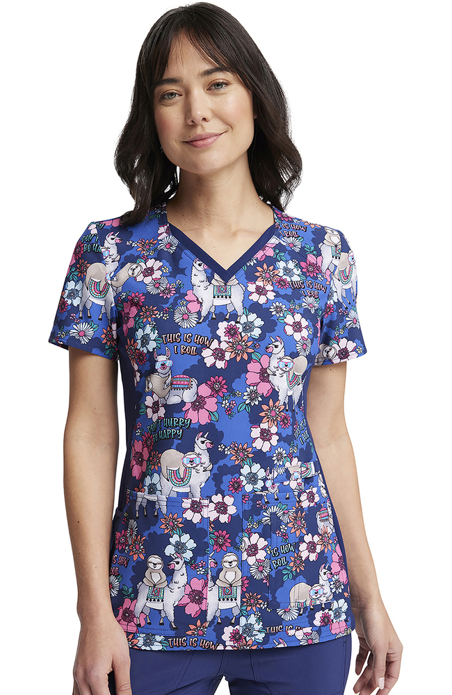 Women's Happy Pals Print Scrub Top Cherokee Women's Happy Pals Print Scrub Top -Silverts-shop 5 ck ck636 print 650 1