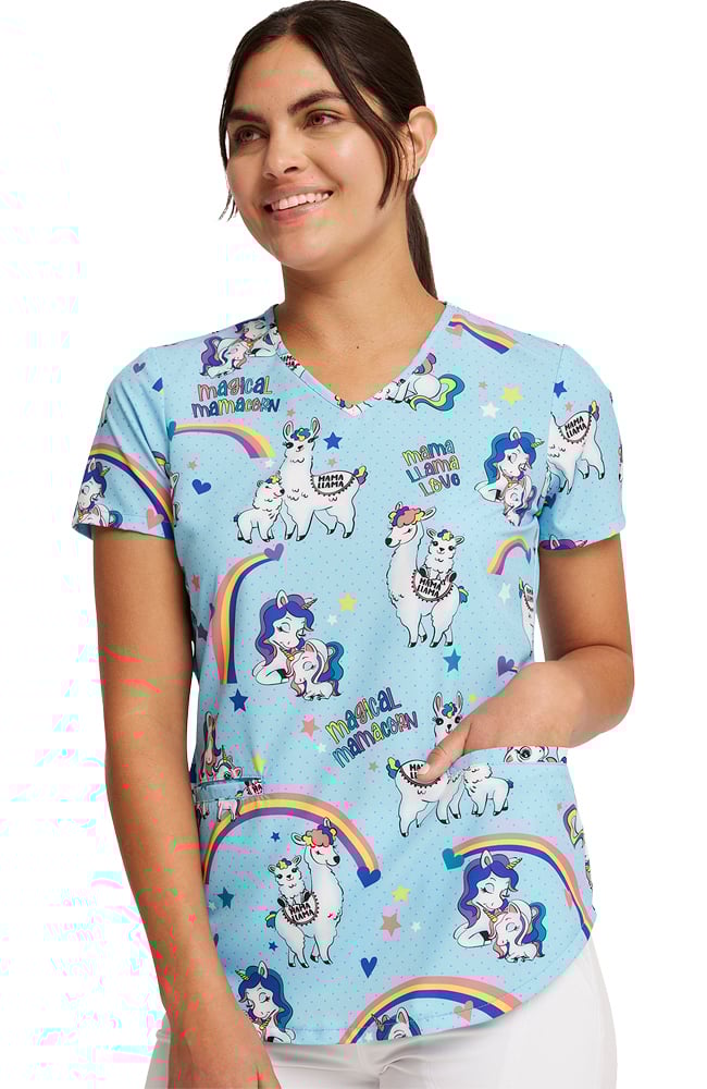 Women's Rainbow Mamas Print Scrub Top Cherokee Women's Rainbow Mamas Print Scrub Top -Silverts-shop 5 ck ck637 print 650